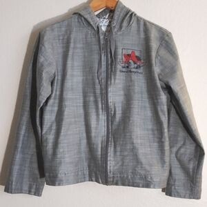 Disney World Minnie Mouse Rain Jacket Gray Glittery Logo Size Medium